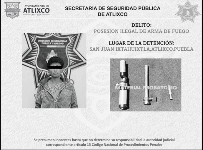 Detienen a masculino por portación de arma 